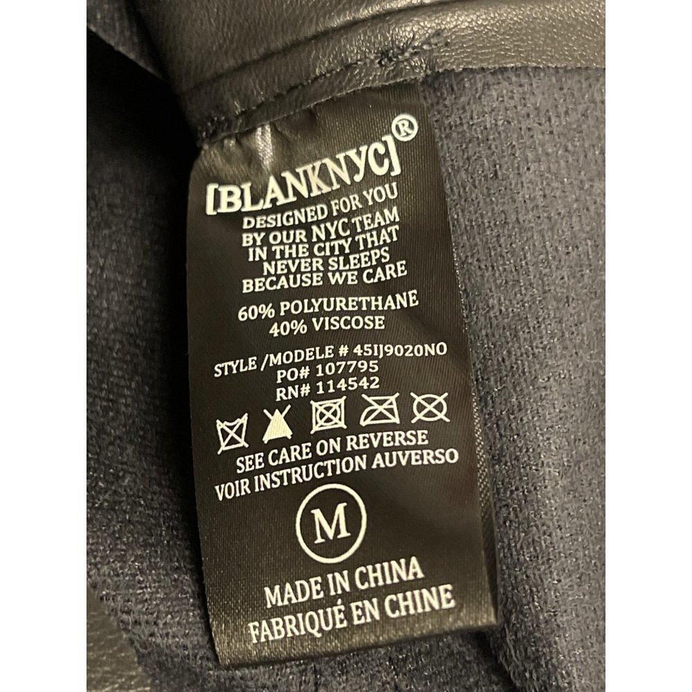 BlankNYC Black Asymmetrical Full Zip Faux Leather Jacket Women's Size Medium - Picture 8 of 9